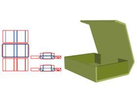 折叠式书型精品盒,半穿成型X,皮壳五连板