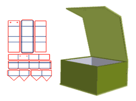 折叠式书型精品盒,半穿成型,皮壳四连板