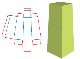 上窄下宽管式盒,梯形盒结构设计,包装彩盒设计,双插盒,异形盒,管式盒延伸盒型